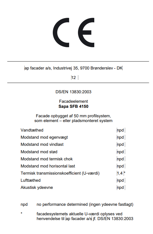 Ce Mærke Facader 4150 Std 2012