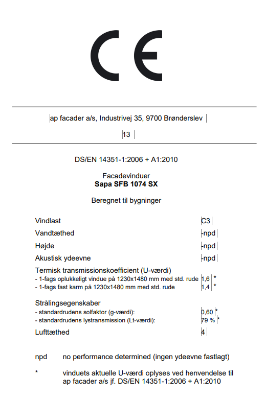 2013 Ce Mærke Vinduer 1074SX Std 01072013