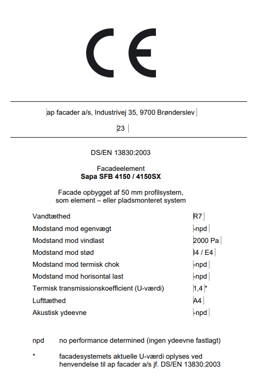 Ce Mærke Facader 4150 4150SX Std